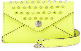 Rebecca Minkoff Mini Spiked Wallet-on-a-Chain Bag, Acid Yellow
