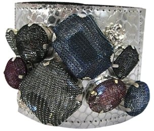 Michelle Roy Women's Metal Mesh Covered Gem Elastic Bracelet **2 Colors**