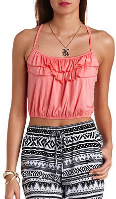 Charlotte Russe Strappy Ruffle Crop Top