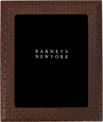 Barneys New York Grid-Stamped Leather Picture Frame