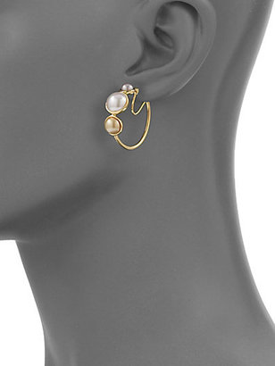 Majorica 6MM, 8MM & 10MM Mabe Pearl Hoop Earrings/1"