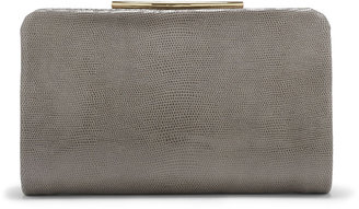 VC Signature Ella Shiny Reptile Leather Clutch Bag, Gray