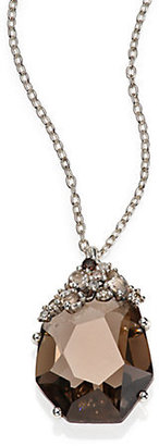Smoky Quartz, Multicolor Diamond & Sterling Silver Pendant Necklace