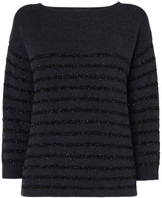 Jaeger Glitter Stripe Breton Sweater