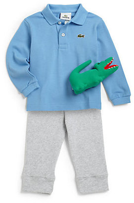 Lacoste Infant's Three-Piece Polo Shirt, Pants & Plush Croc Gift Set