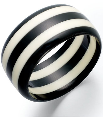 Robert Rose Black and White Striped Bangle Bracelet