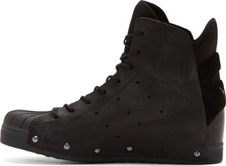 Y-3 Black Nipht High-Top Wedge Sneakers