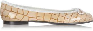 French Sole Henrietta croc-effect glossed-leather ballet flats
