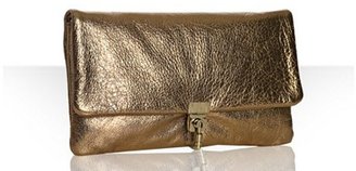 Lanvin gold leather convertible clutch