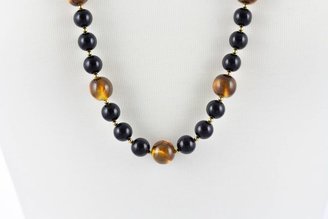 Kenneth Jay Lane Black & Brown Beaded Necklace