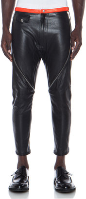 DSquared 1090 DSQUARED Leather Trouser with Orange Contrast