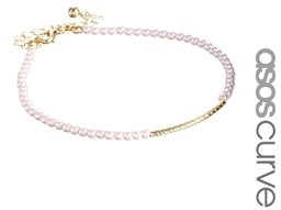 ASOS Curve CURVE Faux Pearl Bar Bracelet - Pink
