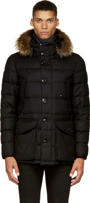Moncler Black Quilted & Fur-Trimmed Rethel Jacket