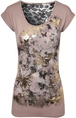 Jane Norman Butterfly Lace back T-shirt