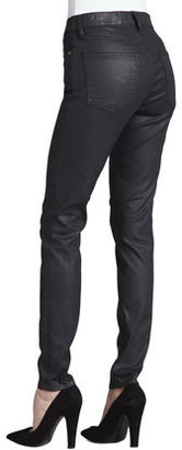 Current/Elliott The Ankle Skinny Coated Jeans, Black