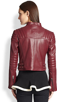 McQ Cropped Leather Motorcycle Jacket