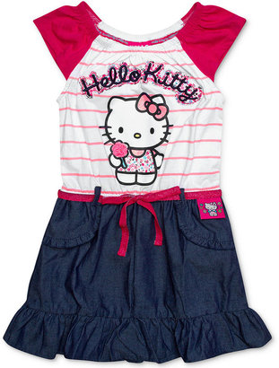 Hello Kitty Little Girls' Striped Chambray Dress