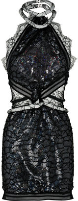 Preen Diamond sequin and lace dress