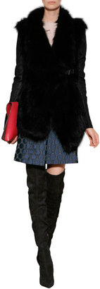 Barbara Bui Leather Jacket with Fox Fur