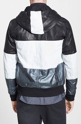 Zanerobe 'Frankie' Colorblock Leather Hooded Jacket