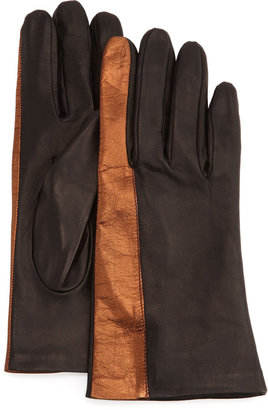 Portolano Metallic-Striped Leather Gloves