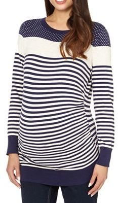Red Herring Maternity Navy placement stripe and spot maternity jumper