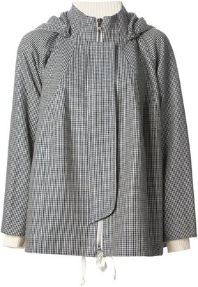 O'2nd hooded houndstooth pattern jacket