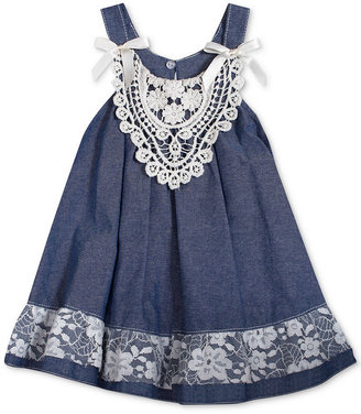 Bonnie Baby Baby Girls' Chambray Lace Dress