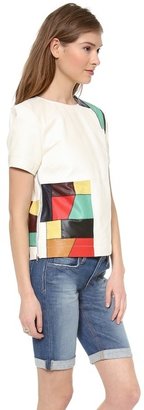Band Of Outsiders Patchwork Leather Top