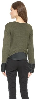 Vera Wang Collection Wool Pullover with Satin Cuffs