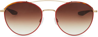Barton Perreira Universal Fit Gamine Round Aviator Sunglasses, Gold/Red/Havana