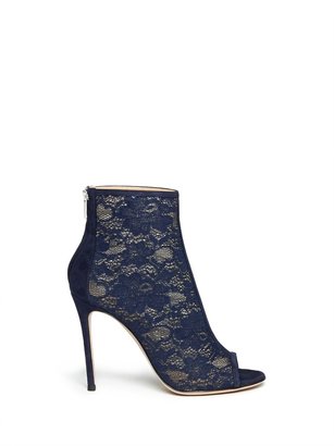Lace peep toe ankle boots