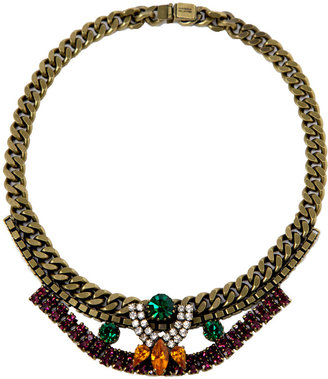 Swarovski Crystal Emerald And Amethyst Statement Necklace