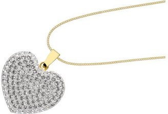 Evoke 9ct Gold Silver Plated Large Crystal Heart Pendant.