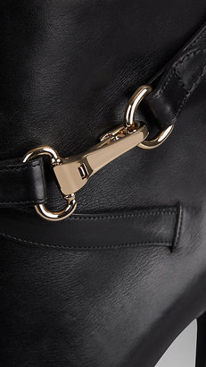 Burberry Buckle Detail Leather Peep-toe Ankle Boots