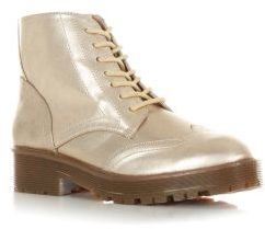 New Look Teens Gold Metallic Lace Up Rubber Sole Boots