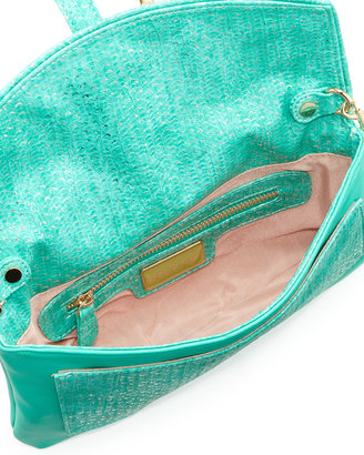 Deux Lux Metallic-Snake Faux-Leather Crossbody Clutch, Turquoise