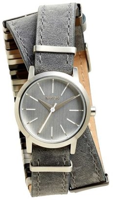 Nixon 'The Kenzi' Metal Detail Wrap Leather Strap Watch, 26mm