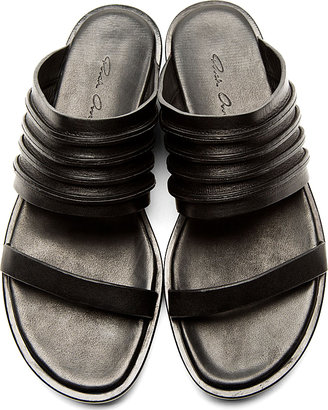 Rick Owens Black Leather Ruhlmann Flat Sandals
