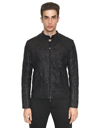 Giorgio Armani Laser Detail Leather Jacket
