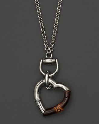 Gucci Sterling Silver And Bamboo Heart Necklace, 31.5"