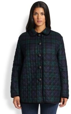 Jane Post Jane Post, Sizes 14-24 Blackwatch Velvet-Trim Coat