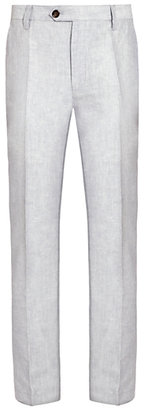 John Lewis 7733 John Lewis Stripe Linen Trousers, White/Navy