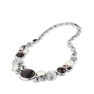David Yurman Sculpted Cable Necklace with Black Onyx, Gray Chalcedony, and Diamonds