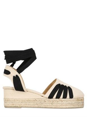 Castaner 70mm Two Tone Cotton Canvas Wedges