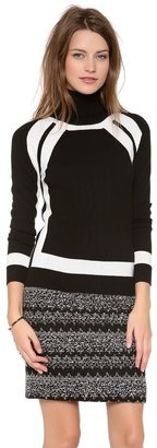 Milly Colorblock Turtleneck Sweater