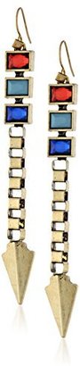 Steve Madden Casual" Gold-Tone Faceted Bead and Spike Linear Drop Earrings