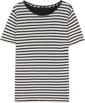 Denham Jeans Monochrome striped linen blend T-shirt