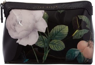 Ted Baker Black large floral print cosmetics bag