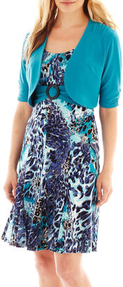JCPenney Perceptions Belted Print Dress with Jacket - Petite